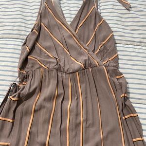 Gray striped jump suit